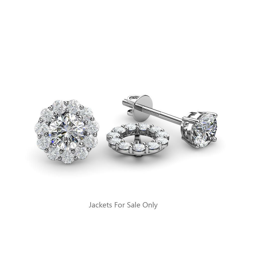 Pre-owned Trijewels White Sapphire Halo Jacket For Stud Earrings 1/2 Ctw In 14k Gold Jp:56600