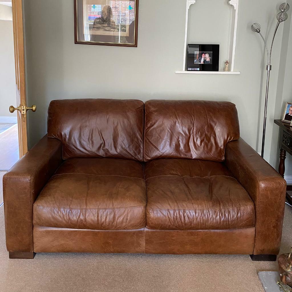 Two DFS Brown Leather Sofas in Louth, Lincolnshire Gumtree