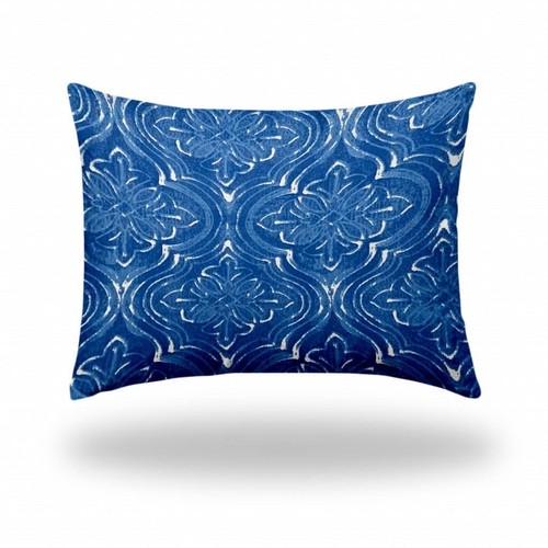 Поясничная подушка Ikat для внутреннего и Наружного Применения размером 12 X 16 дюймов сине-Белая на молнии