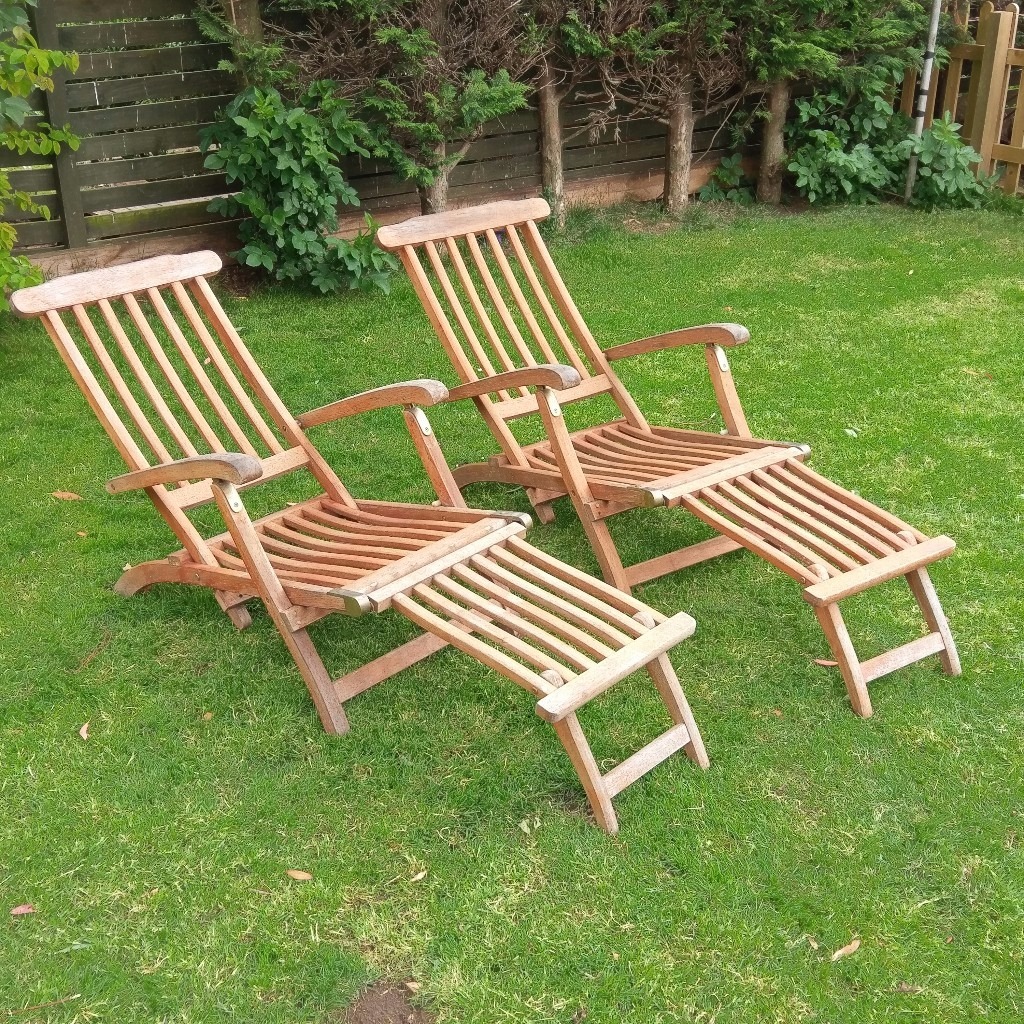 Pair of Royal Craft Hard Wood Garden Steamers Teak Loungers/Recliners