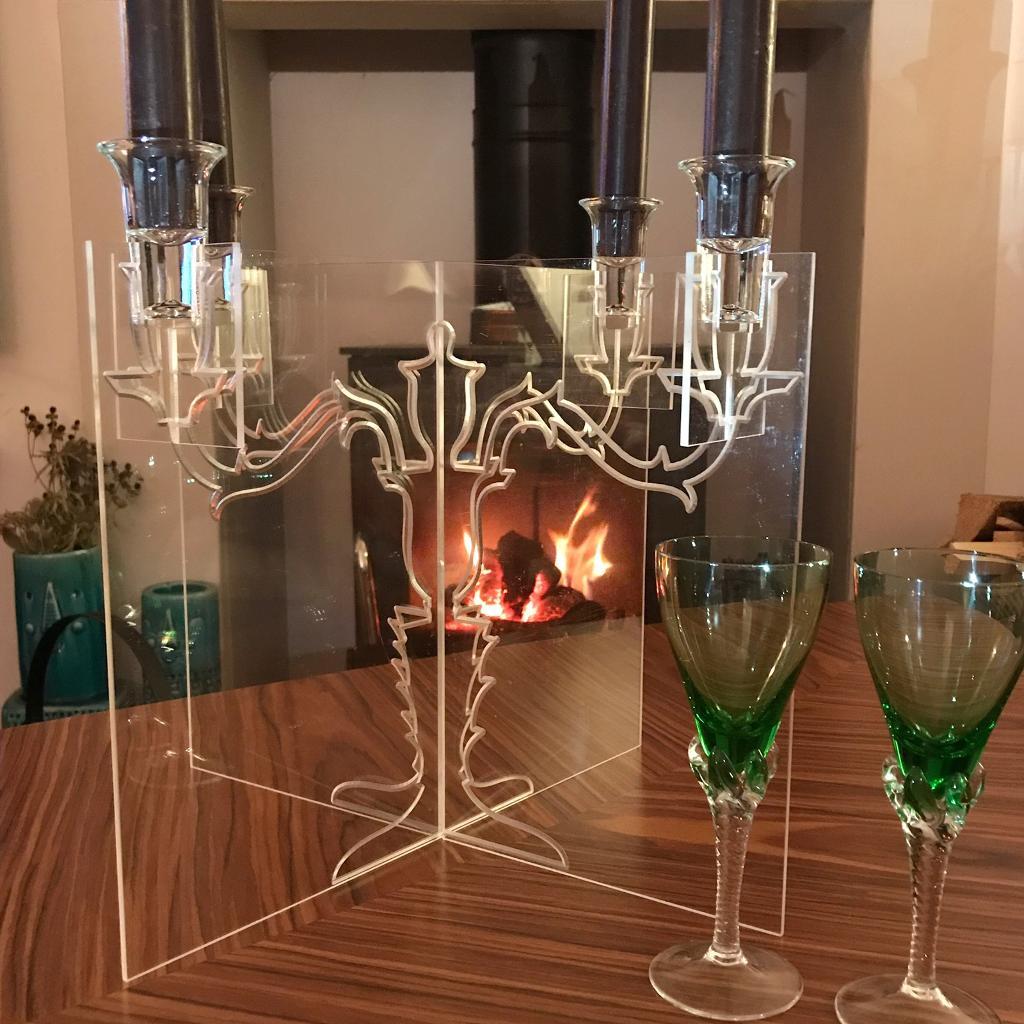 Striking ' Ghost ' Candelabra / acrylic 4 way Candle stick holder + 4