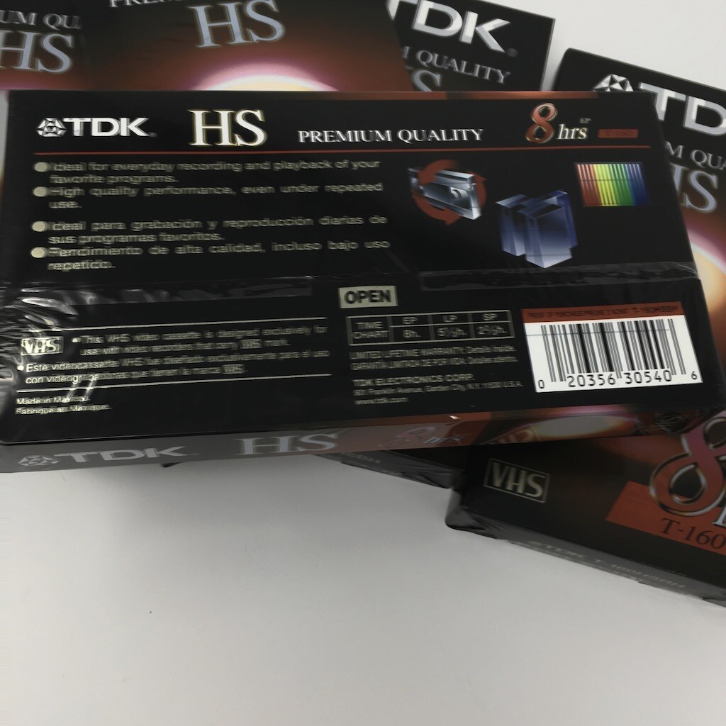 Lot of 5 TDK VHS Blank Video Tapes,  TDK Premium Quality 8Hrs T-160 NEW SEALED