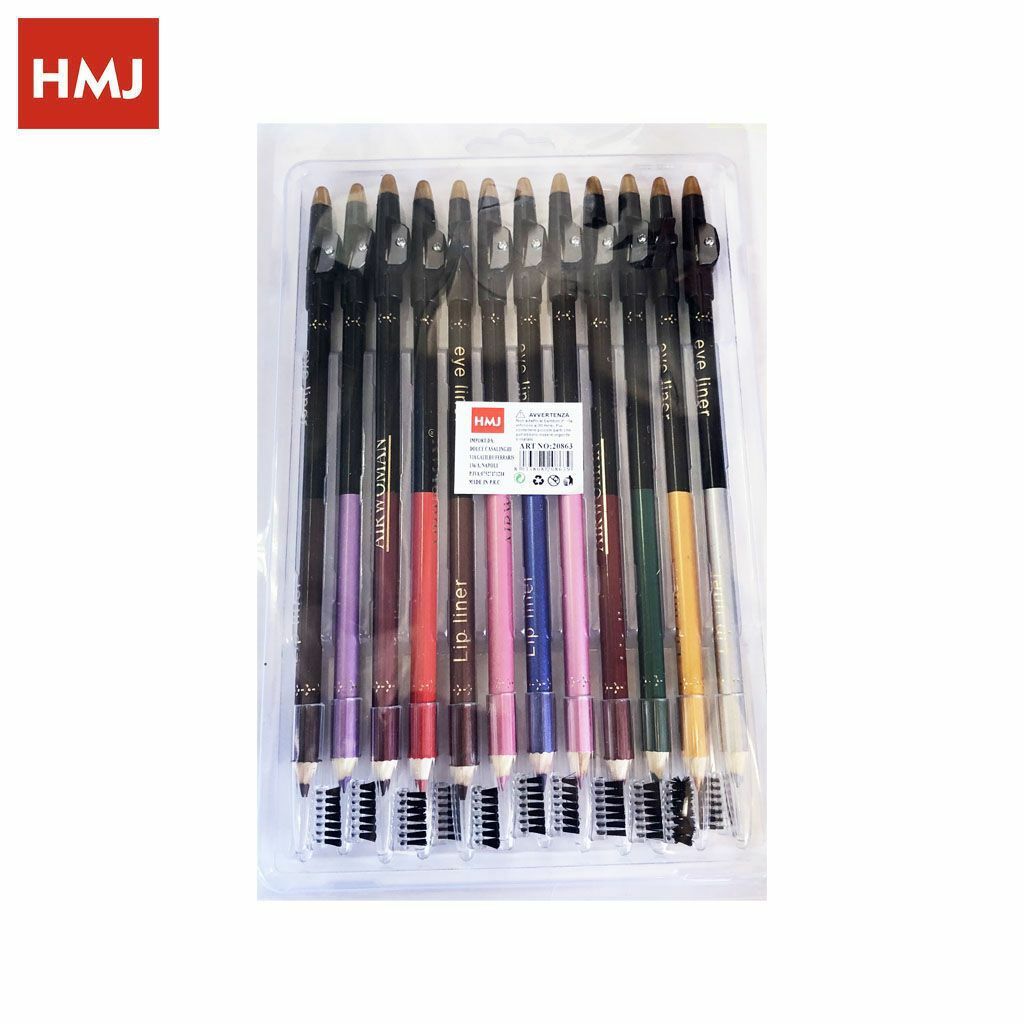 Set 12 Pz Matita Occhi EyeLiner Colorata Temperamatite Trucco Makeup Donna hmj