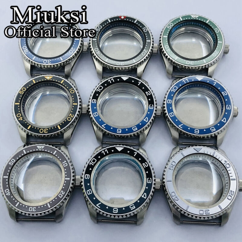 Miuksi 42mm watch case dome sapphire glass ceramic bezel fit NH35 NH36 movement
