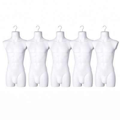 5 x Torso männlich Herrentorso lebensecht Kunststoff Oberkörper Halbschale Weiß