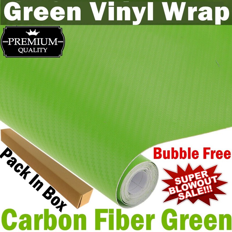 Green Carbon Fiber Fibre Vinyl Wrap Car Vinyl Sticker Vinly Decals Film Stickers