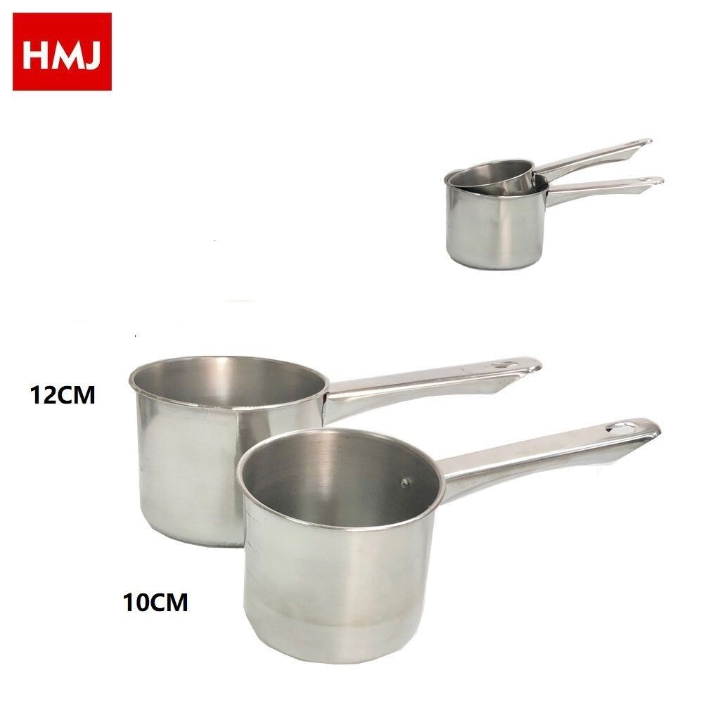 Set 2 Pentolini Bollilatte Bollitore Latte Metallo Manico 10cm 12cm hmj