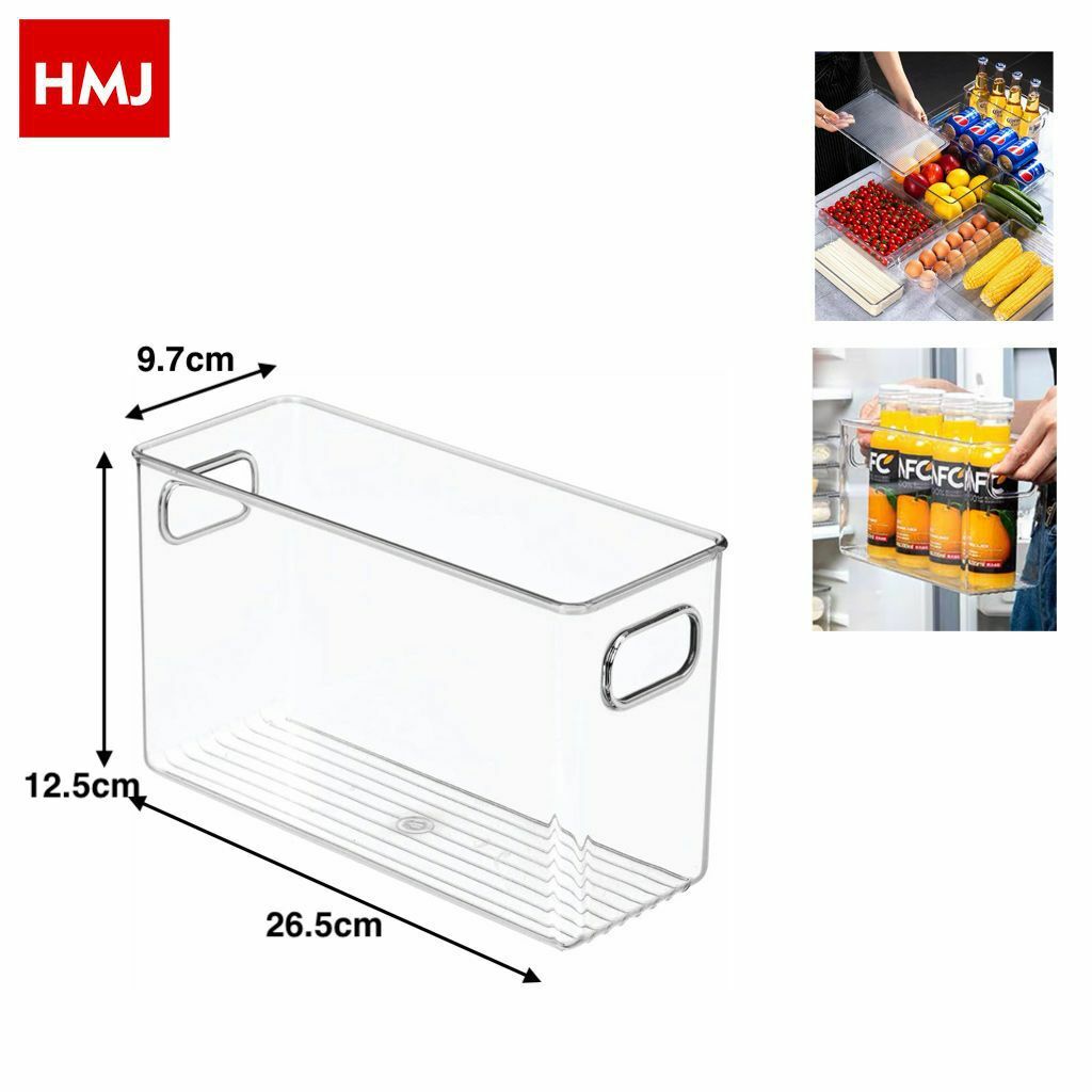 Contenitore Box Multiuso Trasparente Organizer Frigo Cucina 26.5x9.7x15.5cm hmj