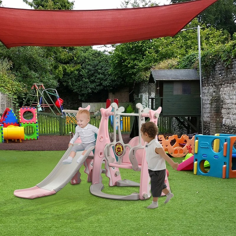 Toddler Playground Swing Slide Set Backyard W Basket Kit Fun Kid