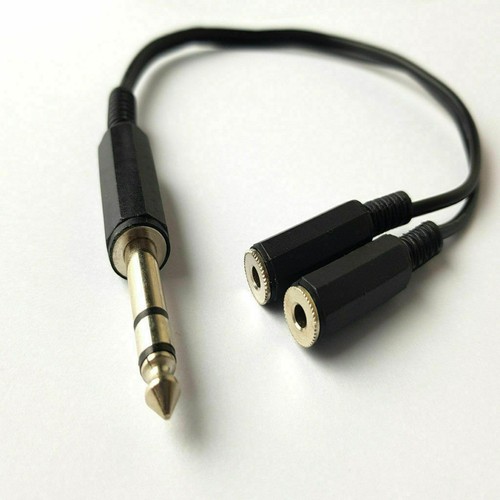 6.35mm Stereo Jack Plug to 2 x 3.5mm Stereo female Sockets