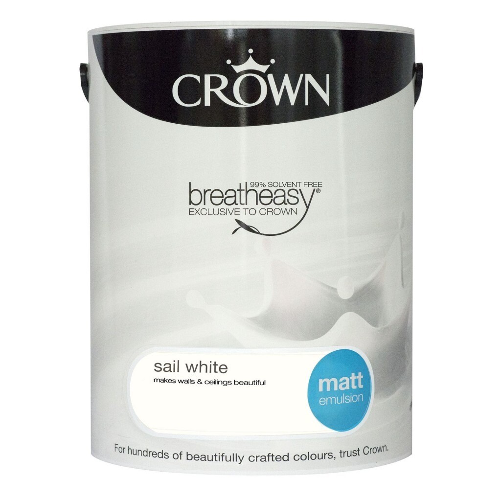 Crown Breatheasy Sail White Matt Emulsion Paint 5L, New Factory Sealed in Solihull, West