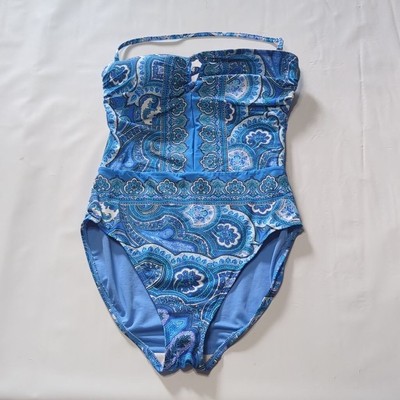Lauren Ralph Lauren Womens Swim Suit Aegean Paisley One Piece LR80B11 Blue 10