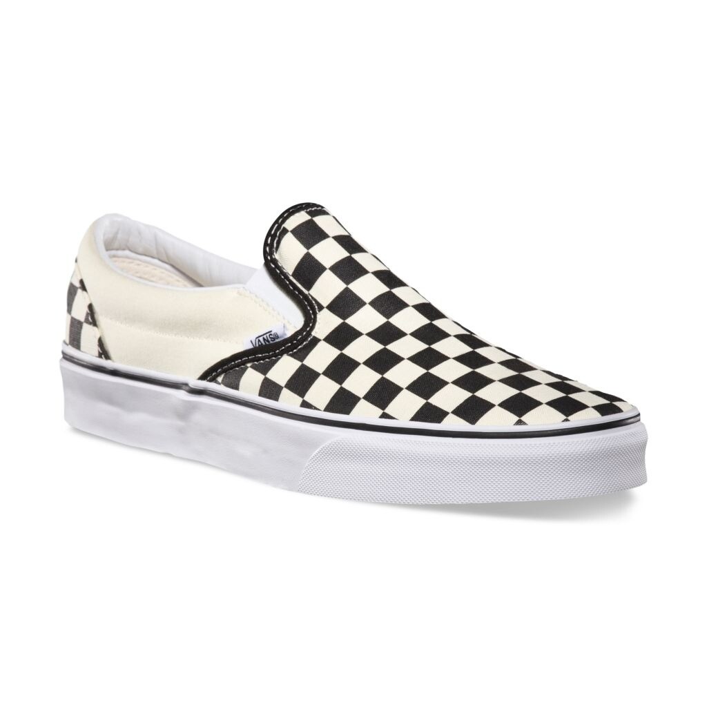 ★【VANS】 Classic Slip-On Leather Black True White★ VANS - Classic Slip On | Unisex Shoes | Checkerboard - Black