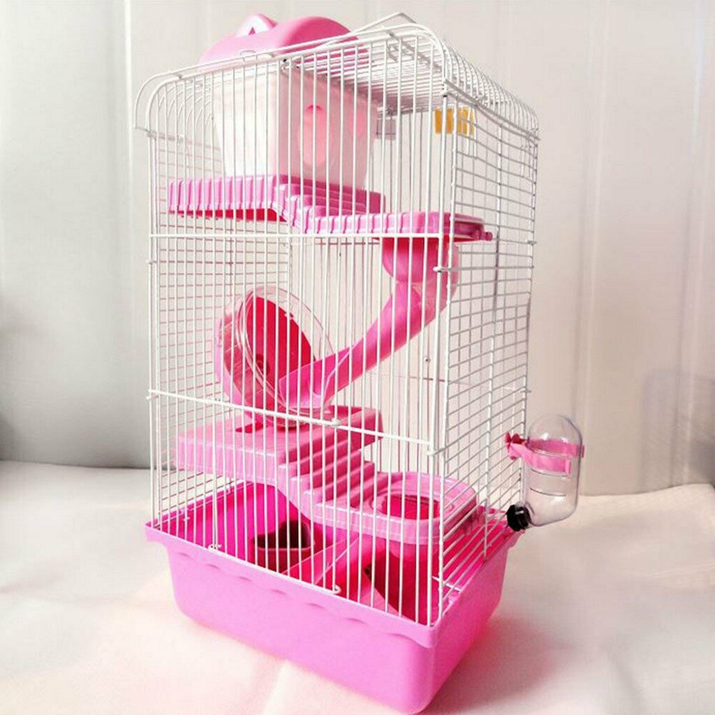 Pink Large Hamster Cage Gerbil Mouse Mice Small Pet Cages 3 Tiers