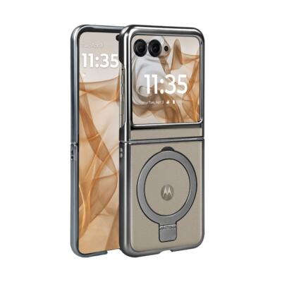 For Motorola Razr / Razr Plus 2024 Hybrid Protective Ring Stand Matte Case Cover