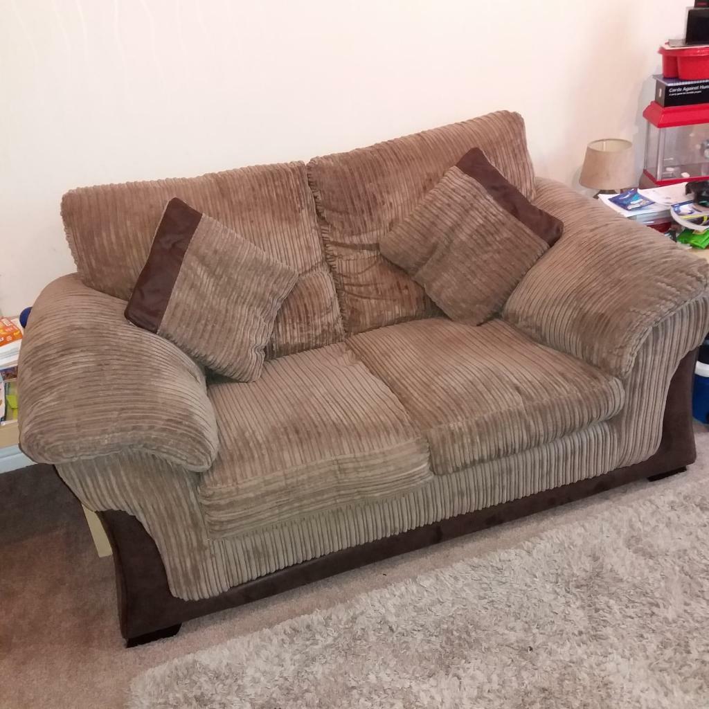 2 seater brown fabric sofa in Tonyrefail, Rhondda Cynon Taf Gumtree
