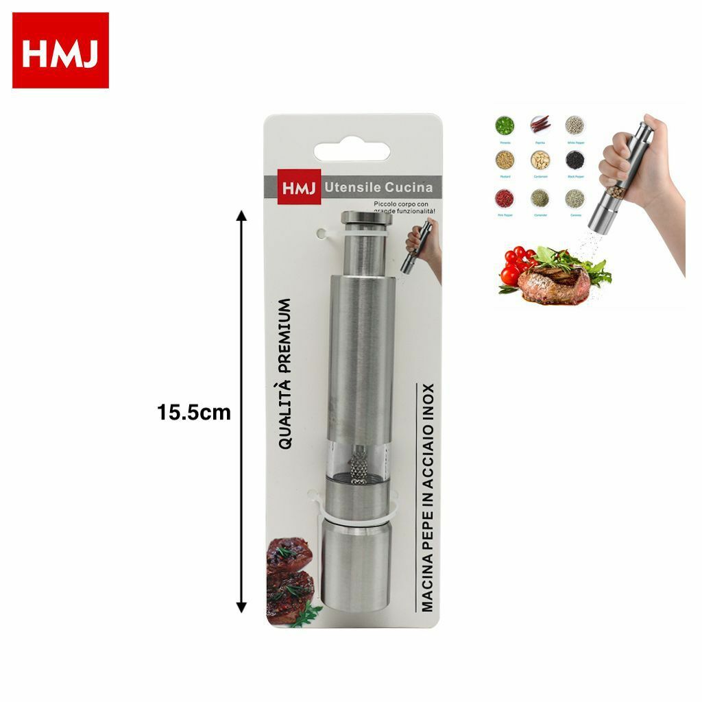 Macinino Macina Pepe Spezie Manuale A Pressione In Acciaio Inox hmj