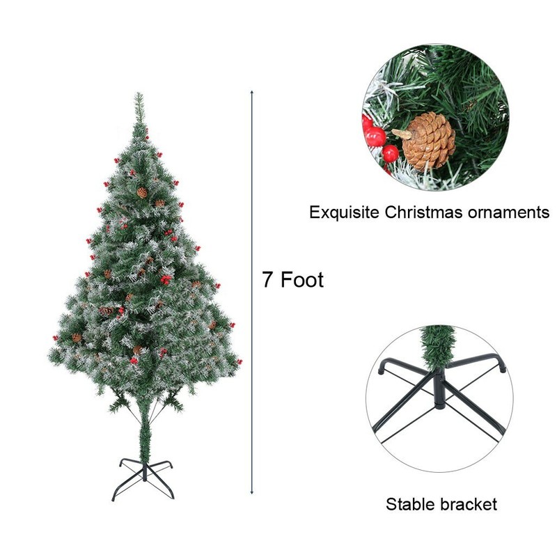 6/7/7.5 FT Green/White Artificial Christmas Tree Flocked Snow Trees Eco