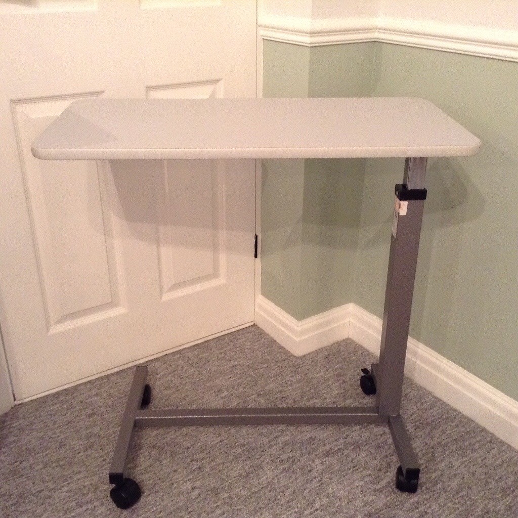 Kauma Spring Assisted Overbed Table. Over The Bed, Grey, Height Adjustable. in Colchester