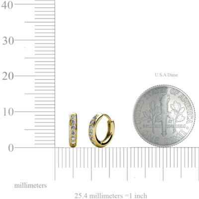 Pre-owned Trijewels Petite Diamond Huggies Womens Hoop Earrings 0.24 Ctw 14k Yellow Gold Jp:9884 In G-h