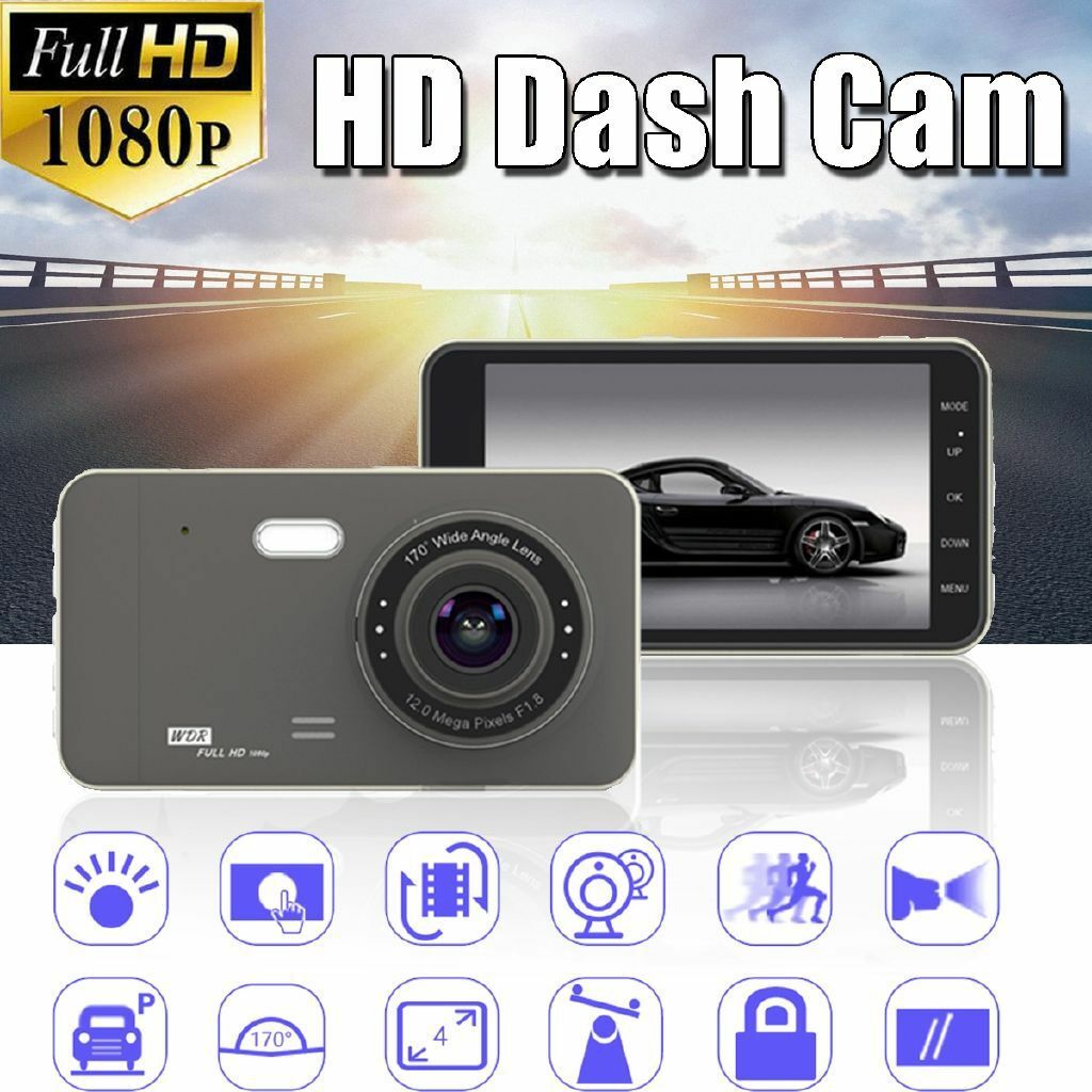 Telecamera Dvr Full Hd Videoregistratore Per Auto 2 Telecamere Display 4" Gt19