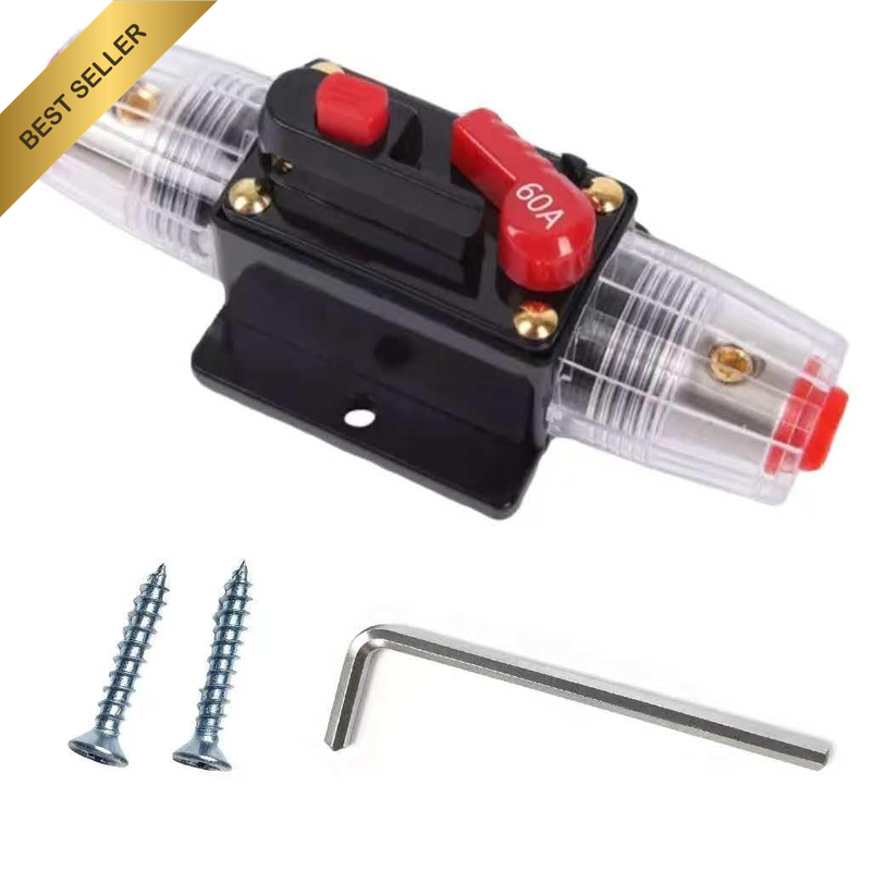 60A Automotive Circuit Breaker Resettable Fuse Holder 12V–48V DC Waterproof Inli