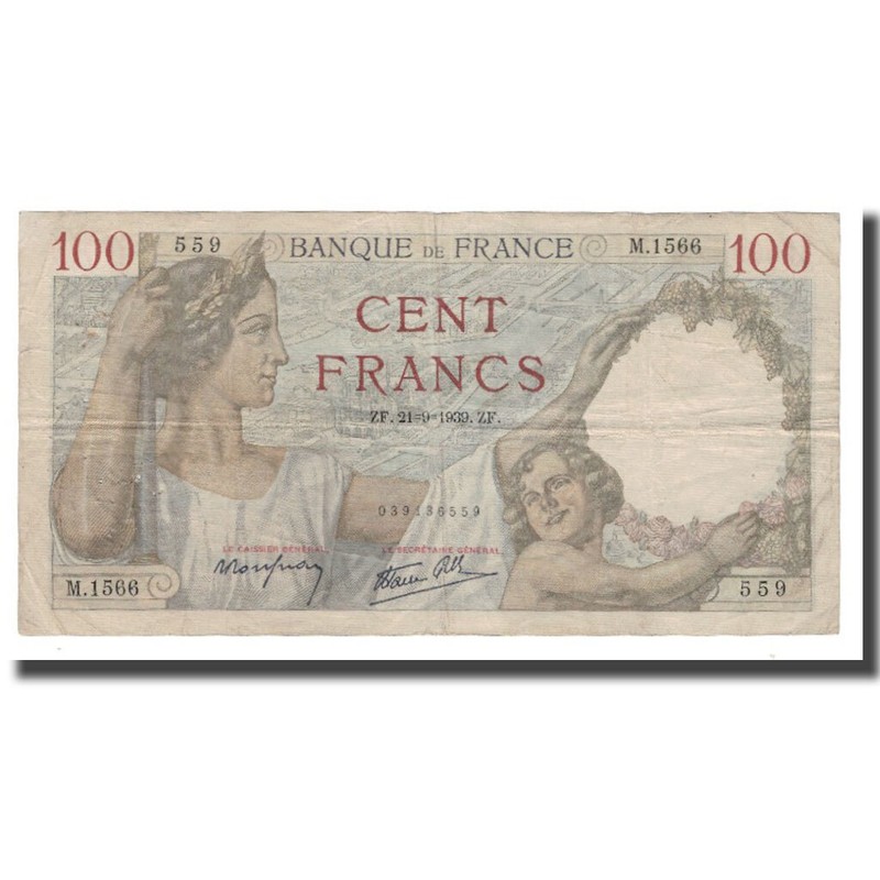 [#567154] France, 100 Francs, 1939, 1939-09-21, Ttb, Fayette:26.07, Km:94