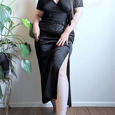 Plus size top black skirt 80s