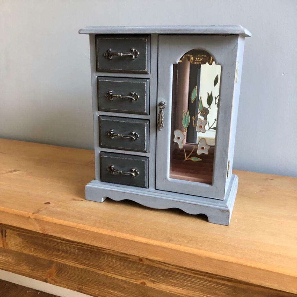 Vintage Mele Shabby Chic Wooden Jewellery Box Wardrobe Armoire