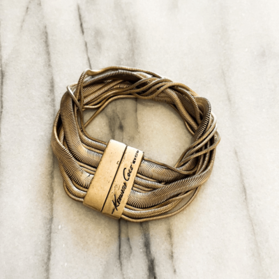 Kenneth Cole Bracelet Gold Toned Chain Layered Magnetic Closure Contemporary