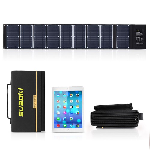SUAOKI 60W Folding Tempered Glass Solar Panel Phone Battery Camping Charging US