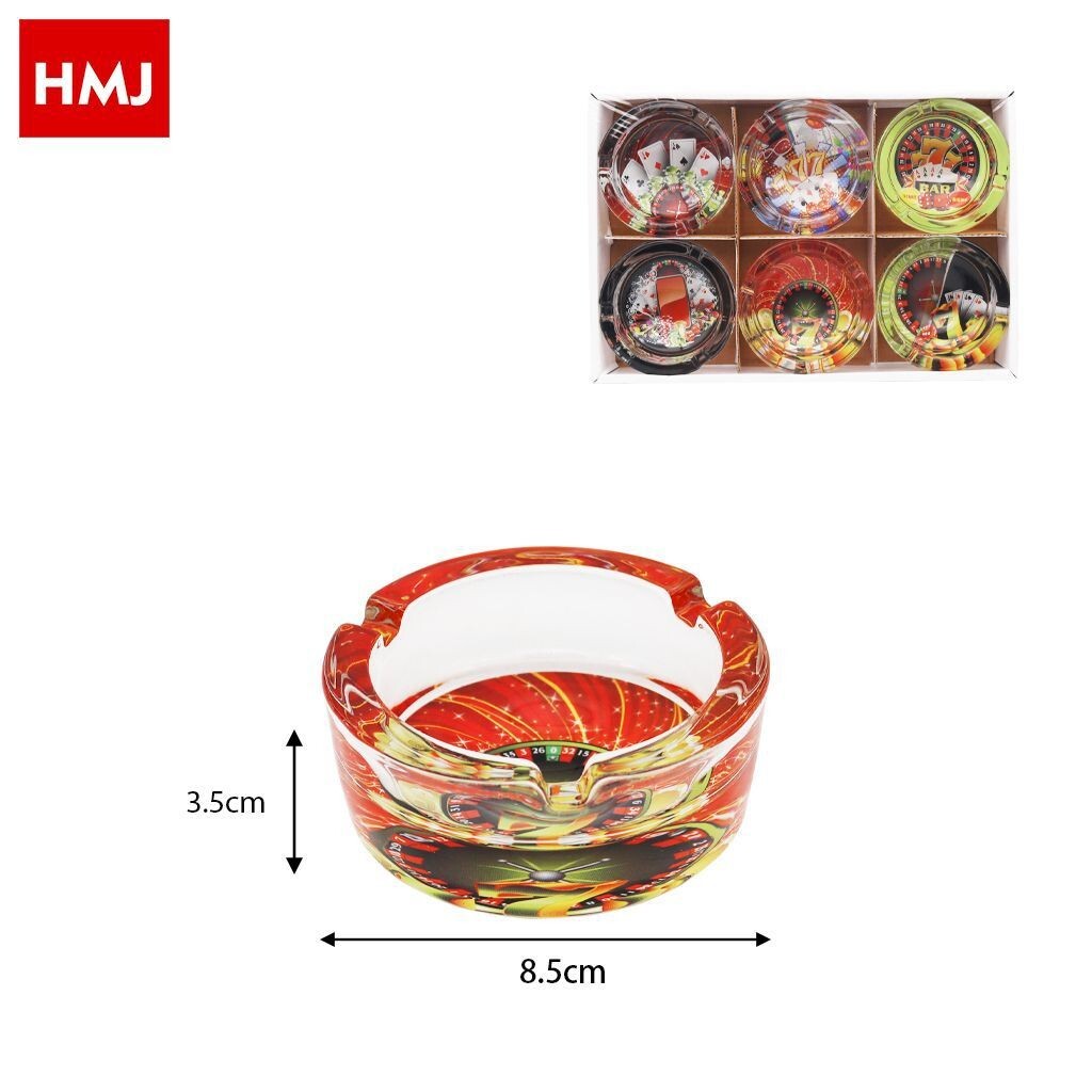 Set 6 Pezzi Posacenere Porta Cenere Vetro Tondi Poker Bar Casa hmj