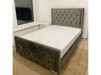 HEAVEN BED FRAME - PLUSH VELVET FABRIC DOUBLE BED FRAME