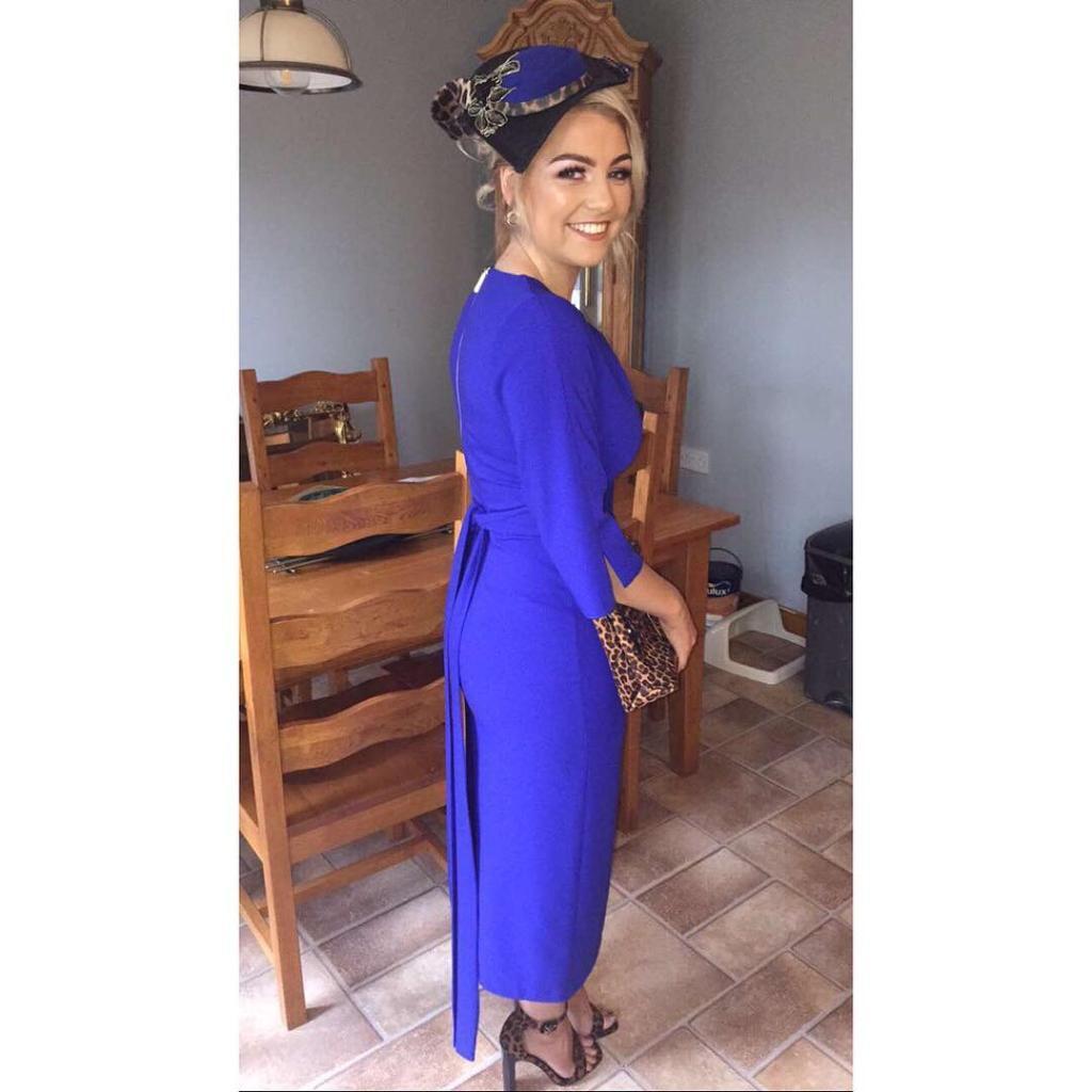 cobalt blue wedding guest outfit