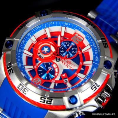 Pre-owned Invicta Marvel Captain America Bolt Viper 52mm Chronograph Limited Watch