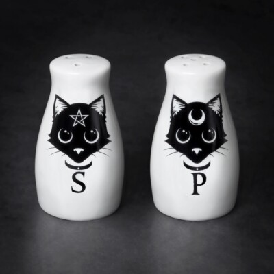 Alchemy of England Gothic Punk Witch Black Cats Salt & Pepper Shaker Set MRSP3