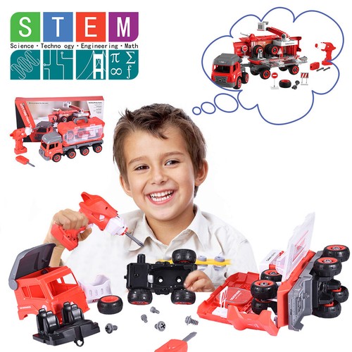 S Take Apart Toys Diy Mini Fire Truck-with Working Drill
