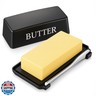 Butter Dish With Cover And Knife,Food Grade Plastic Butter Holder With Lid For Countertop,Black Dishwasher Safe Butter Storage Container