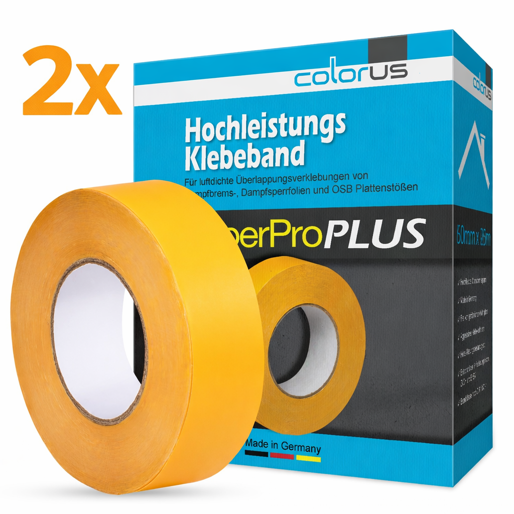 2x Profi Dampfsperrband Dampfbremsfolienband OSB PaperPro Klebeband 50mm x 40m