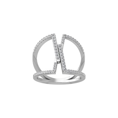Round Lab Grown Diamond Fashion Ring Size 7 for Women 14k White Gold 2.16gm