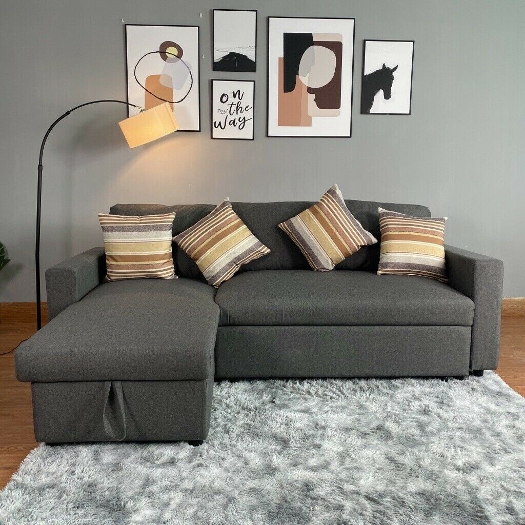 STOCK CLEARANCE 🚨CORNER SOFA BED WITH LARGE STORAGE🚨GREY FABRIC🚨VERY