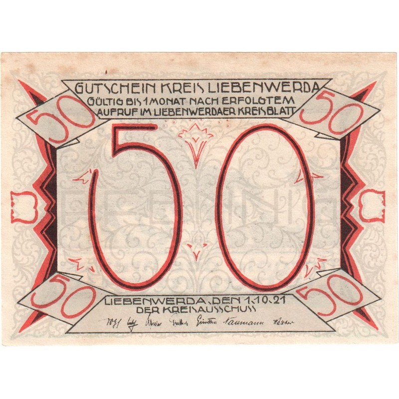 Allemagne, Liebenwerda Kreis, 50 Pfennig, 1921-10-01, Sup+