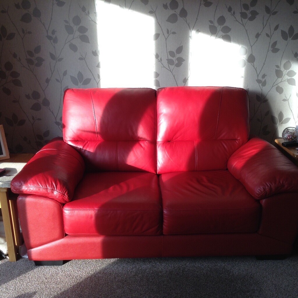 Red leather sofa from Harveys in Ferndown, Dorset Gumtree