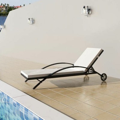 vidaXL Sonnenliege Poly Rattan Schwarz Liegestuhl Gartenliege Relaxliege Liege