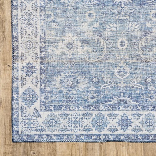 Устойчивый к пятнам коврик Oriental Power Loom размером 8 X 10 Дюймов, синий и Серый