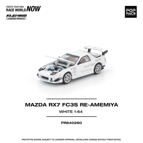 Pre-order) POPRACE 1/64 MAZDA RX7 FC3S RE-AMEMIYA WHITE