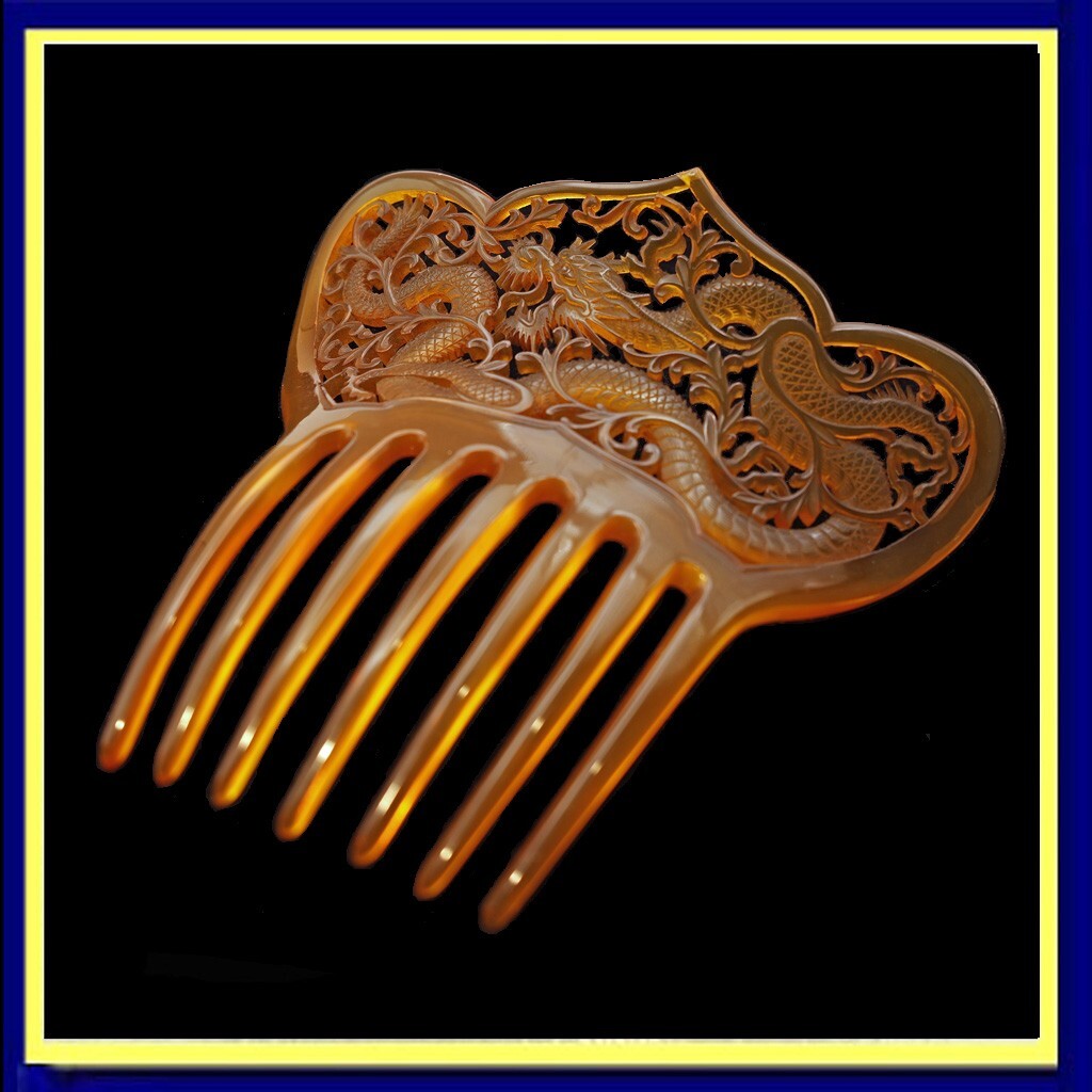 Antique Deco hair comb hair ornament tiara dragon faux  display picture 1