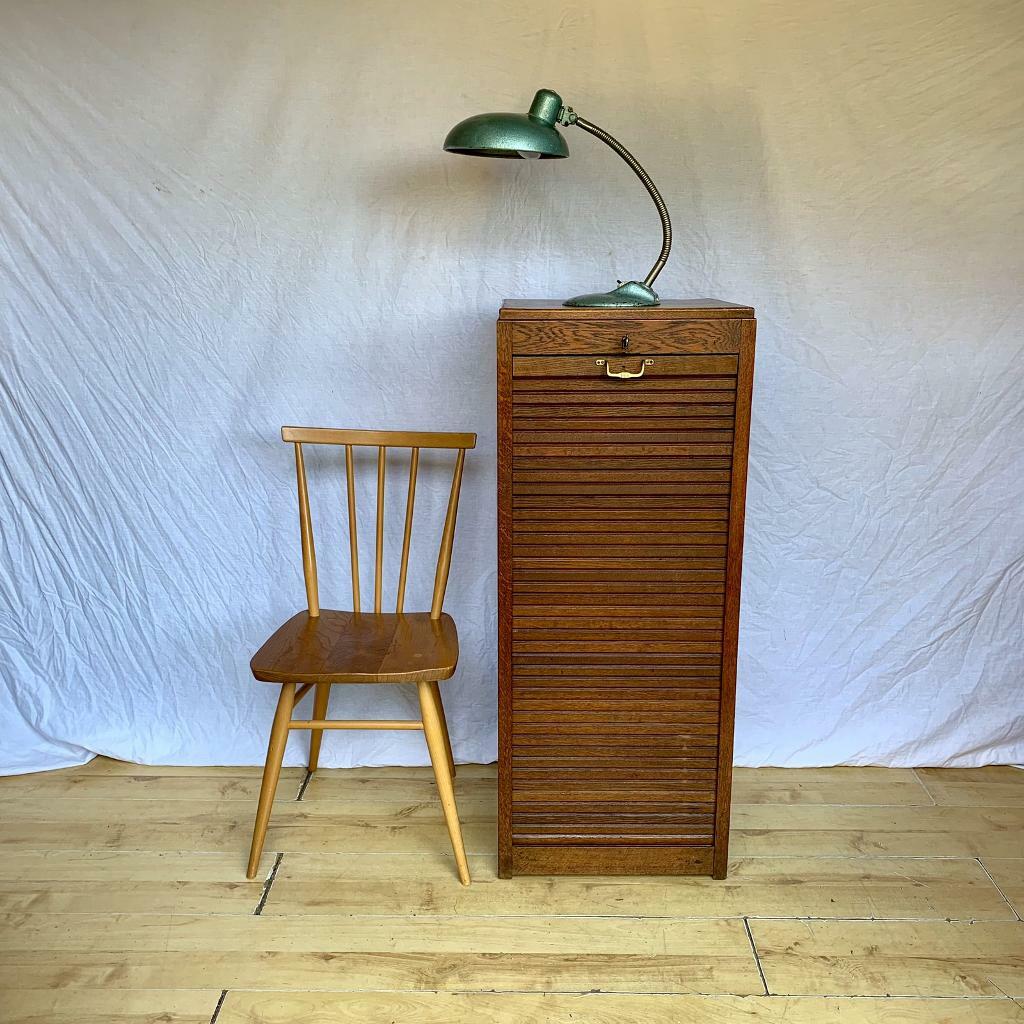 Vintage oak filing tambour roll top mid century 1950s 1940s