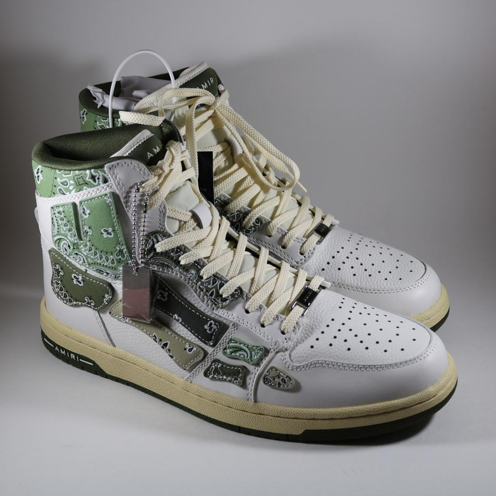 Pre-owned Amiri Skel Top Bandana Print Hi Sneakers 42 43 In Green