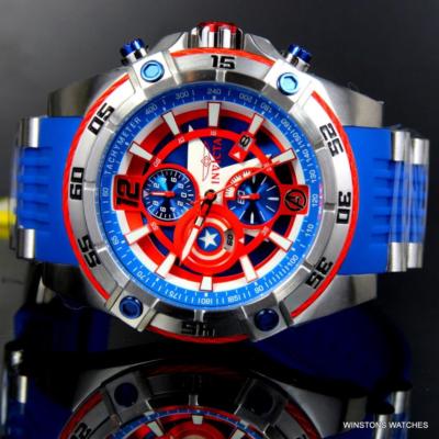 Pre-owned Invicta Marvel Captain America Bolt Viper 52mm Chronograph Limited Watch